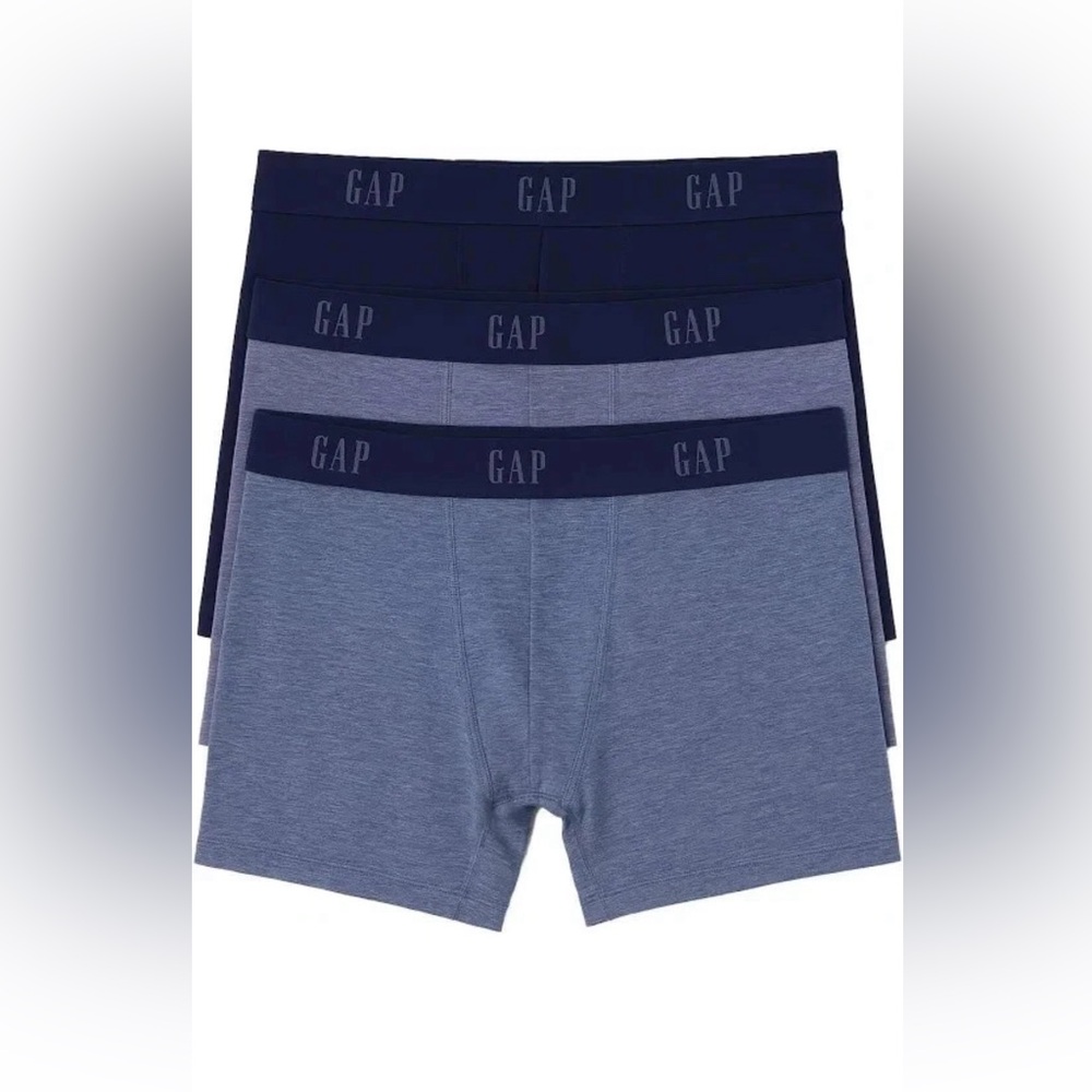 GAP Men’s Boxer Briefs Blue 3-Pack 5" Breathe Contour Pouch Soft Stretch S